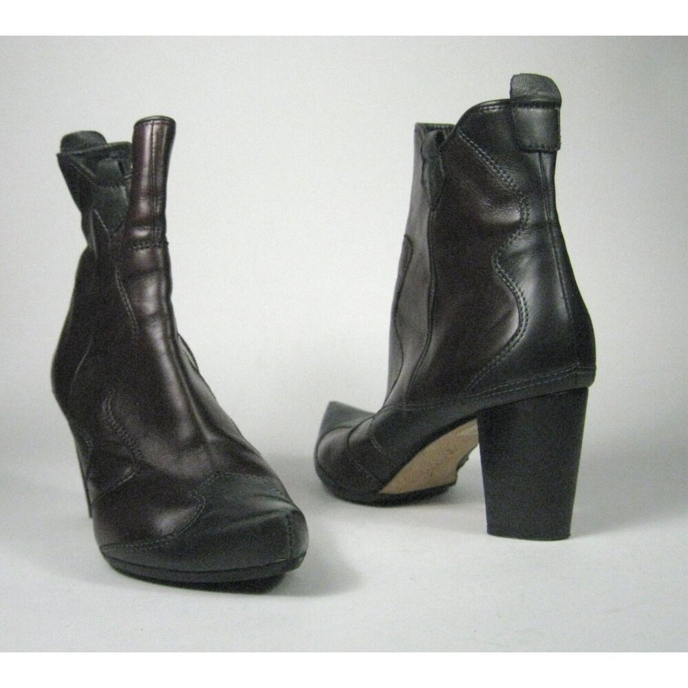 Boots Women Pointy Black Brown Ankle Booties Western Rockabilly SZ 8 US 39 EU